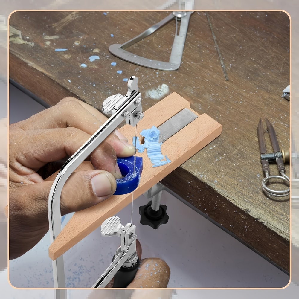 Saw Set with Adjustable Frame, V-Slot Bench Pin Clamp Versatile Tool for Precise Jewelry Crafting