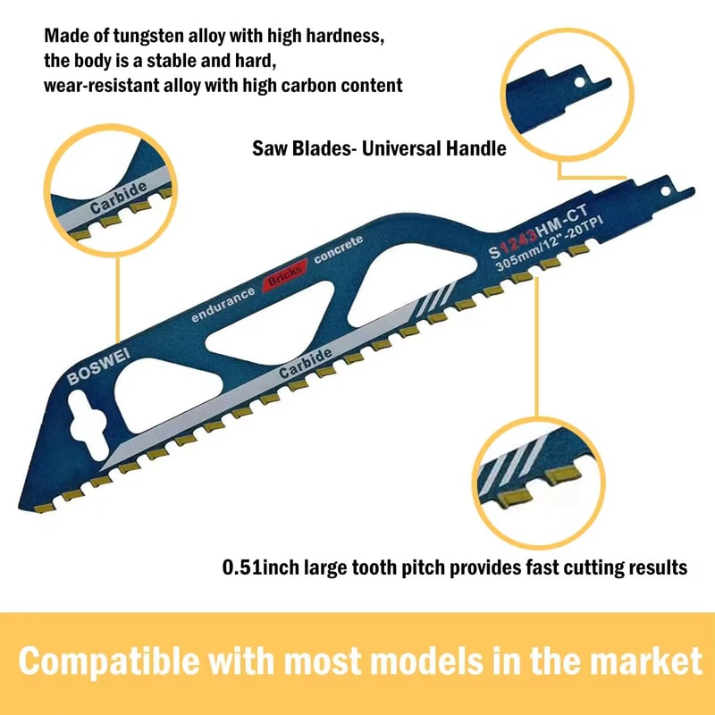 Professional Demolition Masonry Reciprocating Saw Blade Hard Alloy Multi Material Cutting 3