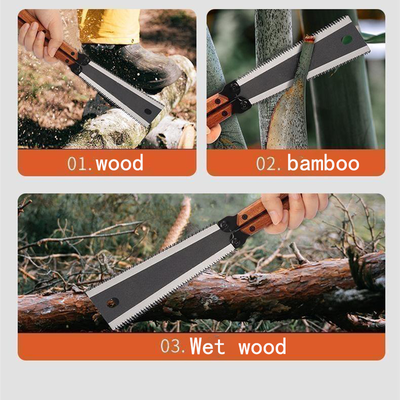 Folding Hand Saw Double Edge Pull Saw Portable Woodworking and Camping Tool