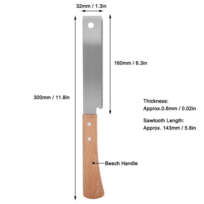Flush Cut Pull Saw with Wooden Handle Precision Woodworking Hand Saw