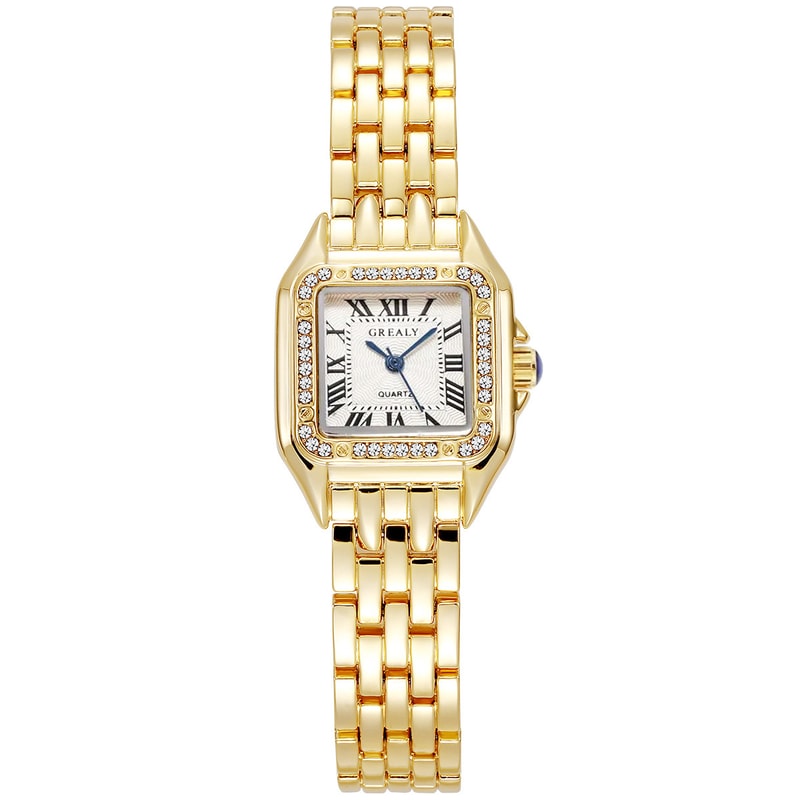 Luxury Gold Stainless Steel Ladies Fashion Quartz Watch With Bracelet 8