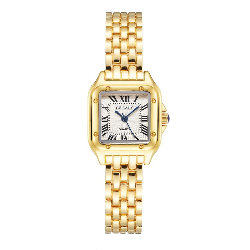 Luxury Gold Stainless Steel Ladies Fashion Quartz Watch With Bracelet 9
