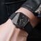 Minimalist Mens Quartz Watch with Leather Strap Fashion Square Wristwatch