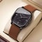 Minimalist Mens Quartz Watch with Leather Strap Fashion Square Wristwatch