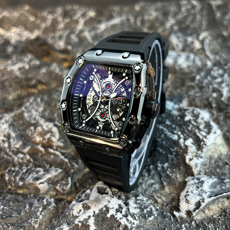 Light Luxury Mens Watch With Wine Barrel Dial And Night Glow Sports Calendar 5