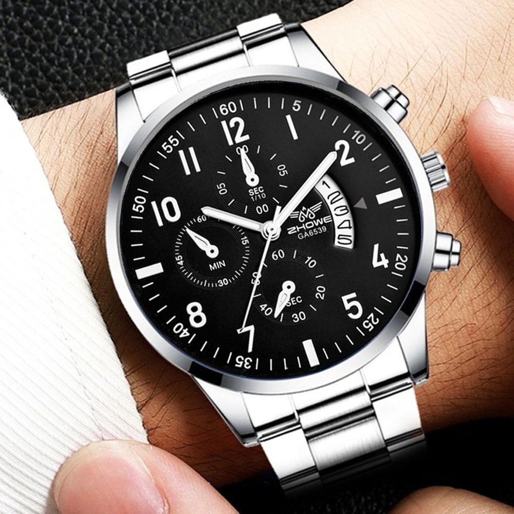 Mens Luxury Steel Belt Watch Fashion Business Calendar Watch Ideal Christmas Valentines Day Gift 4
