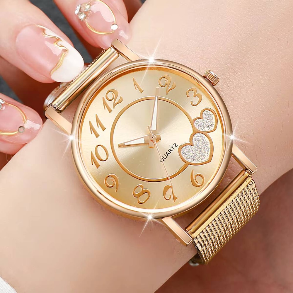 Fashion Heart Dial Womens Quartz Wristwatch Elegant Plastic Strap Watch For Casual Style 2