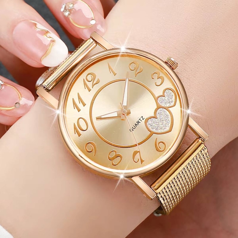 Fashion Heart Dial Womens Quartz Wristwatch Elegant Plastic Strap Watch For Casual Style 2