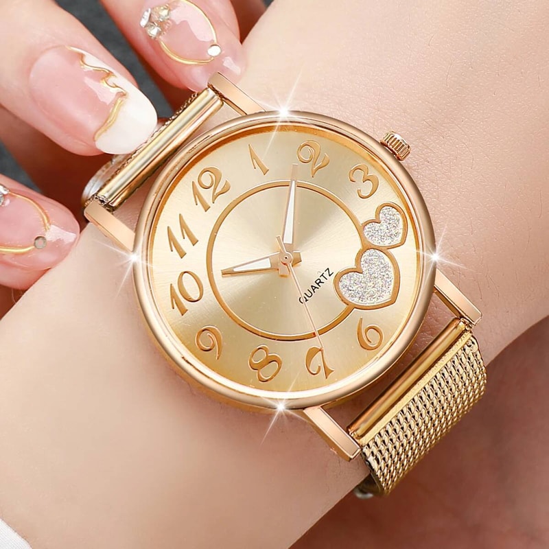 Fashion Heart Dial Womens Quartz Wristwatch Elegant Plastic Strap Watch For Casual Style 5
