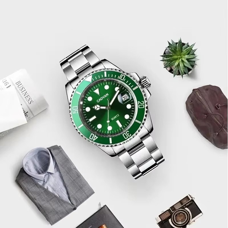 Fashion Mens Quartz Watch With Calendar Green WaterResistant Sport Wristwatch 1