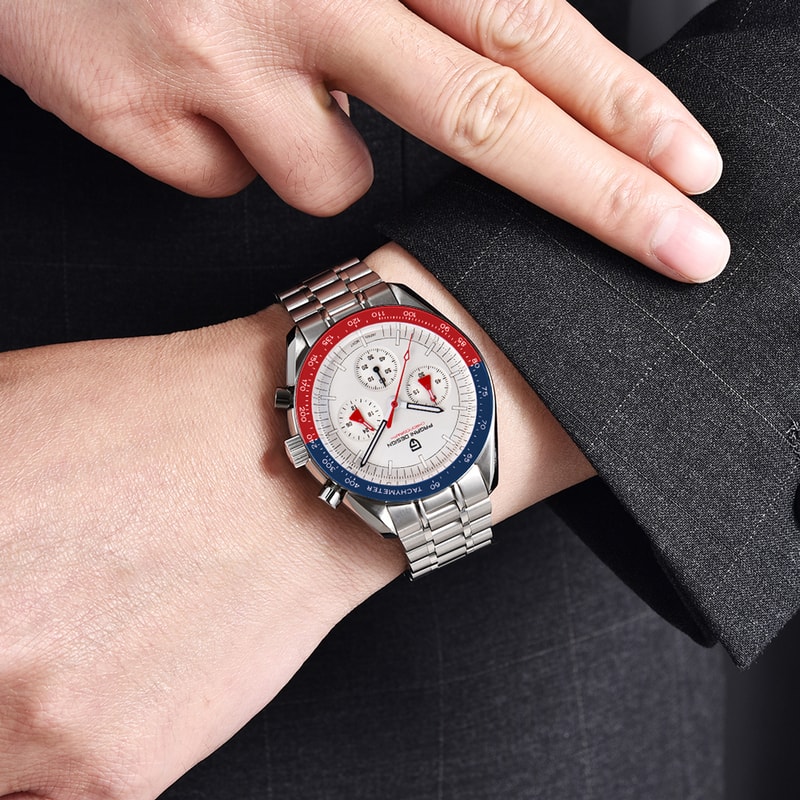 Mens Luxury Quartz Chronograph Watch Ceramic Bezel Luminous Display 2