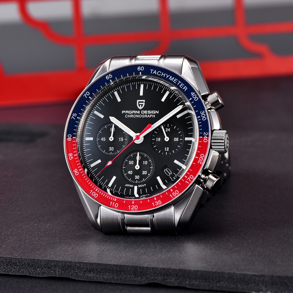 Mens Luxury Quartz Chronograph Watch Ceramic Bezel Luminous Display 3