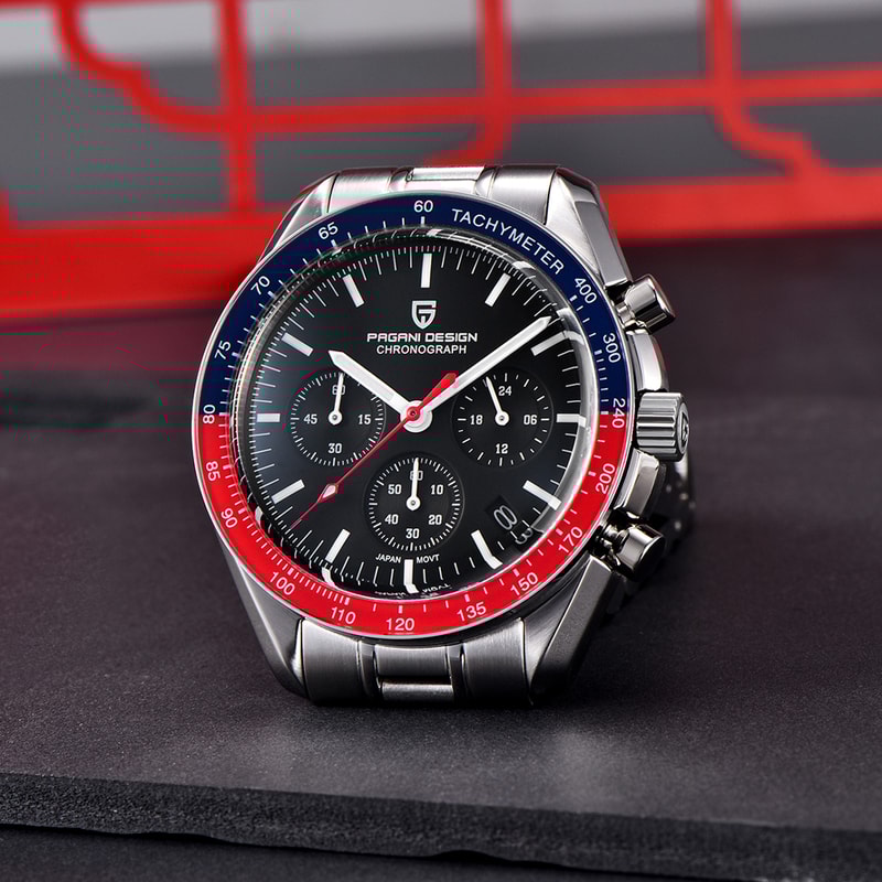 Mens Luxury Quartz Chronograph Watch Ceramic Bezel Luminous Display 3