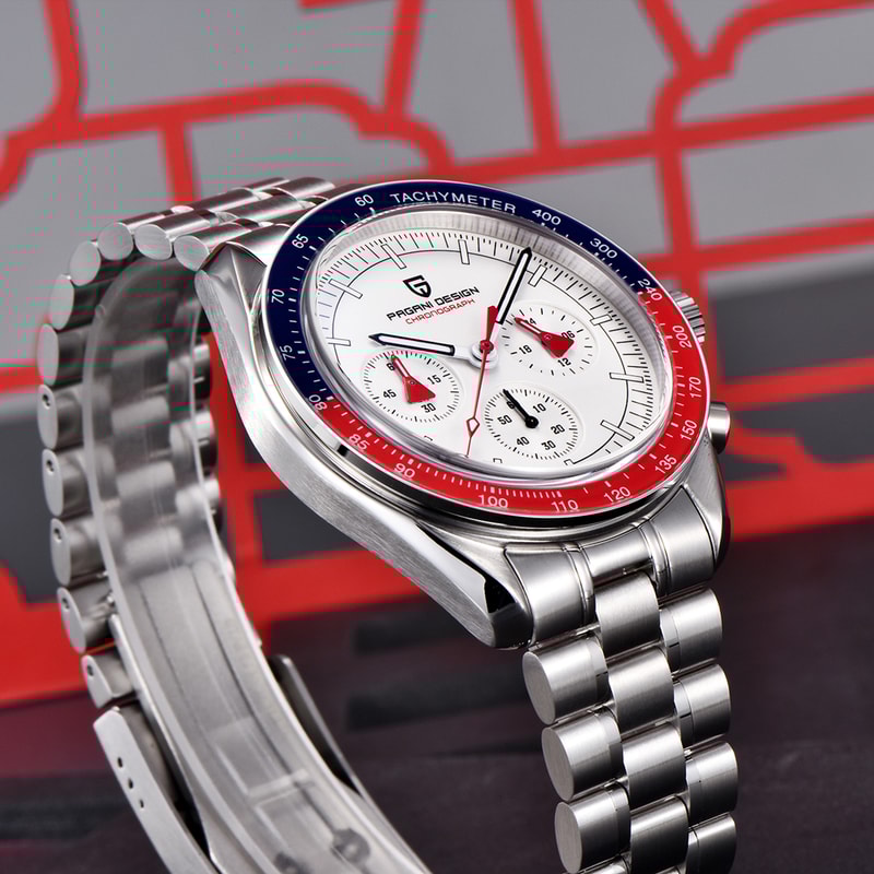 Mens Luxury Quartz Chronograph Watch Ceramic Bezel Luminous Display 4