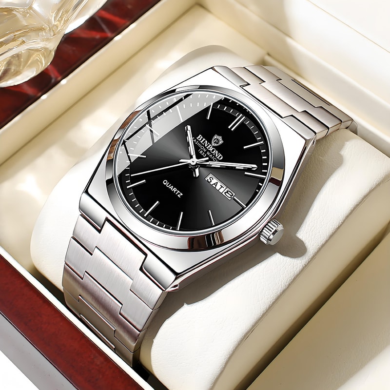 Luxury Stainless Steel Waterproof Quartz Watch For Men Business Leisure 4