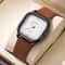 Modern Square Dial Leather Strap Watch Minimalist Mens Quartz Watch 7