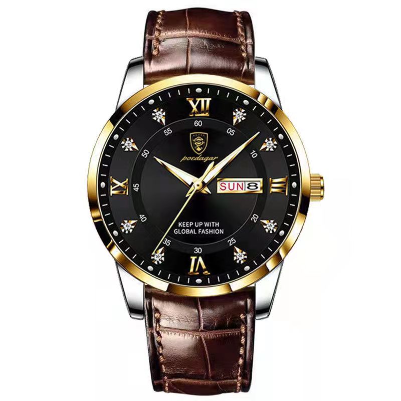Luxury Mens Quartz Wristwatch With Waterproof Luminous Leather Strap Casual Sports Military Design 11