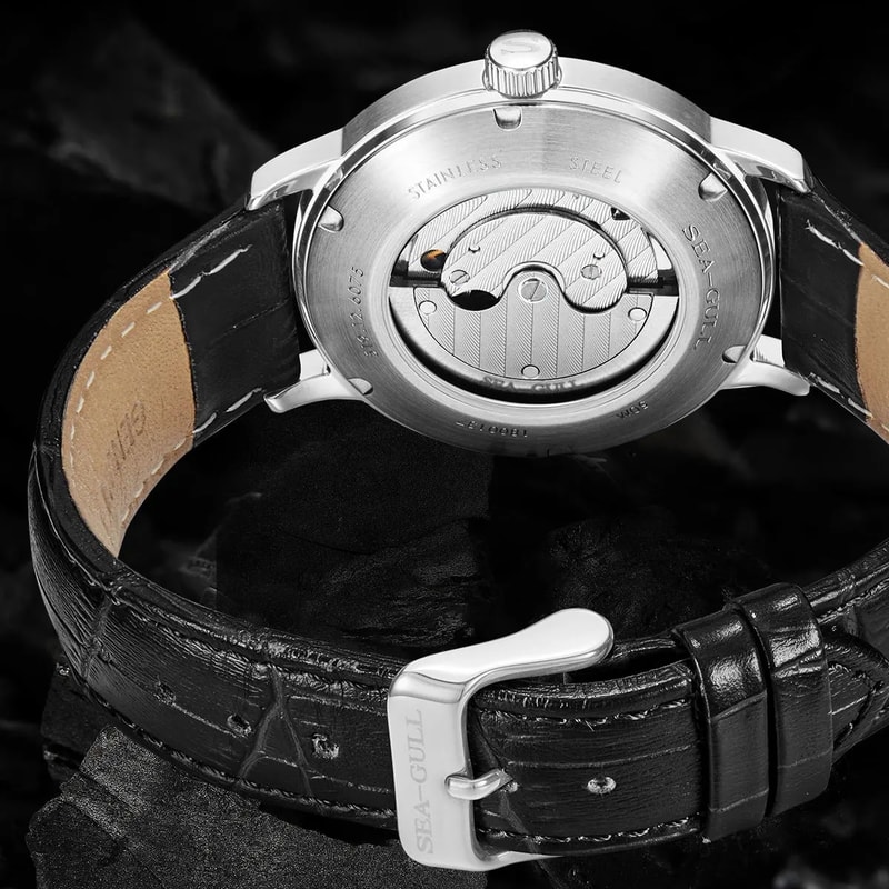 Stylish Mens Mechanical Watch With Leather Band Waterproof Valentine Gift Watch 2