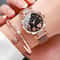 Elegant Womens Mesh Strap Watch Set with Star Bracelet, Magnet Buckle Analog