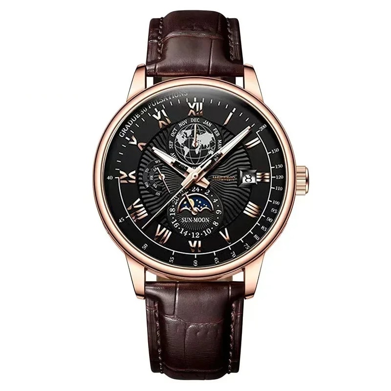 Luxury Mens Sport Watch Waterproof Leather Date Quartz Wristwatch With Luminous Dial 4