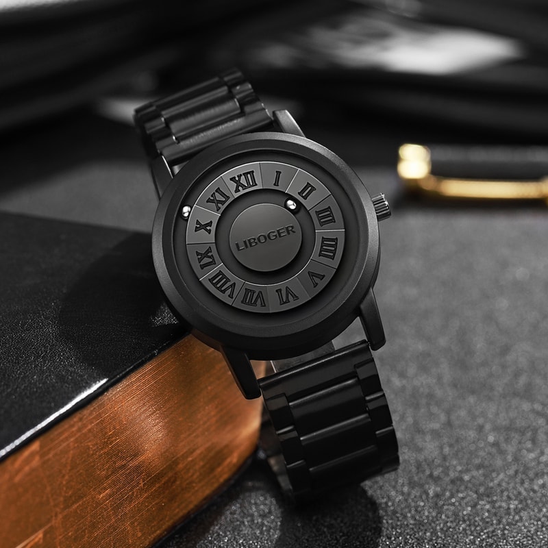 Luxury Magnetic Ball Watch Mens Minimalist Roman Dial Business Timepiece 1