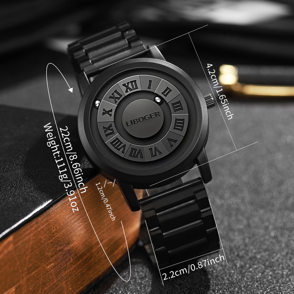 Luxury Magnetic Ball Watch Mens Minimalist Roman Dial Business Timepiece 4