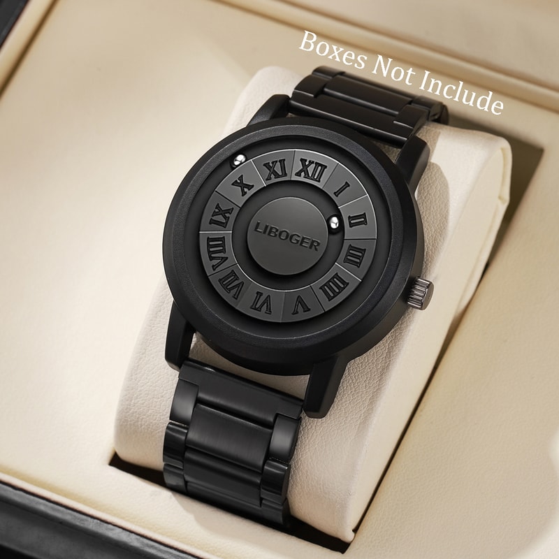 Luxury Magnetic Ball Watch Mens Minimalist Roman Dial Business Timepiece 5