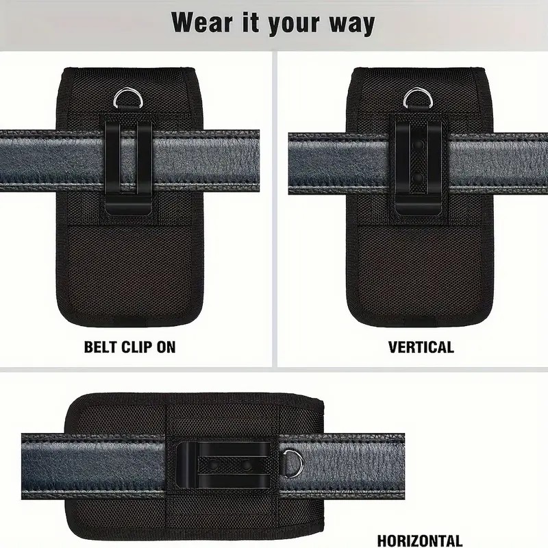 Universal Dual Pocket Cell Phone Holster HeavyDuty Nylon Belt Pouch For Large Smartphones 4