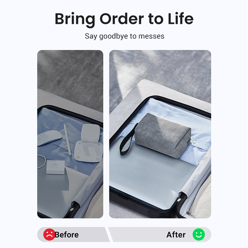 Premium Leather Tech Organizer Travel Cable Management Bag 1