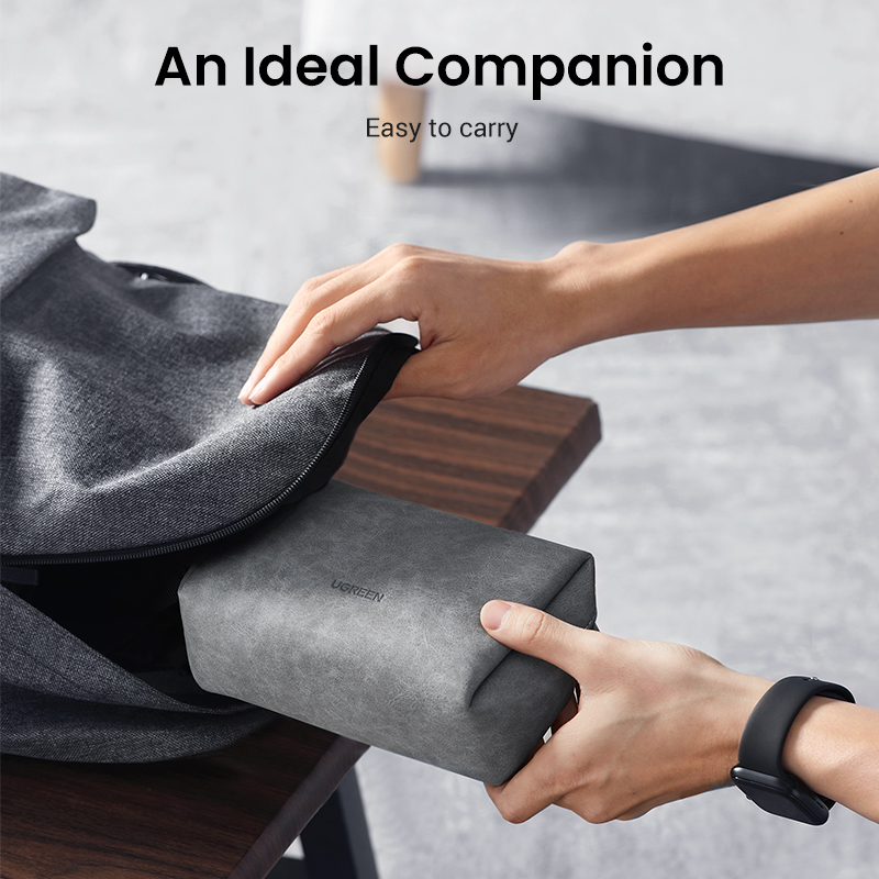 Premium Leather Tech Organizer Travel Cable Management Bag 4