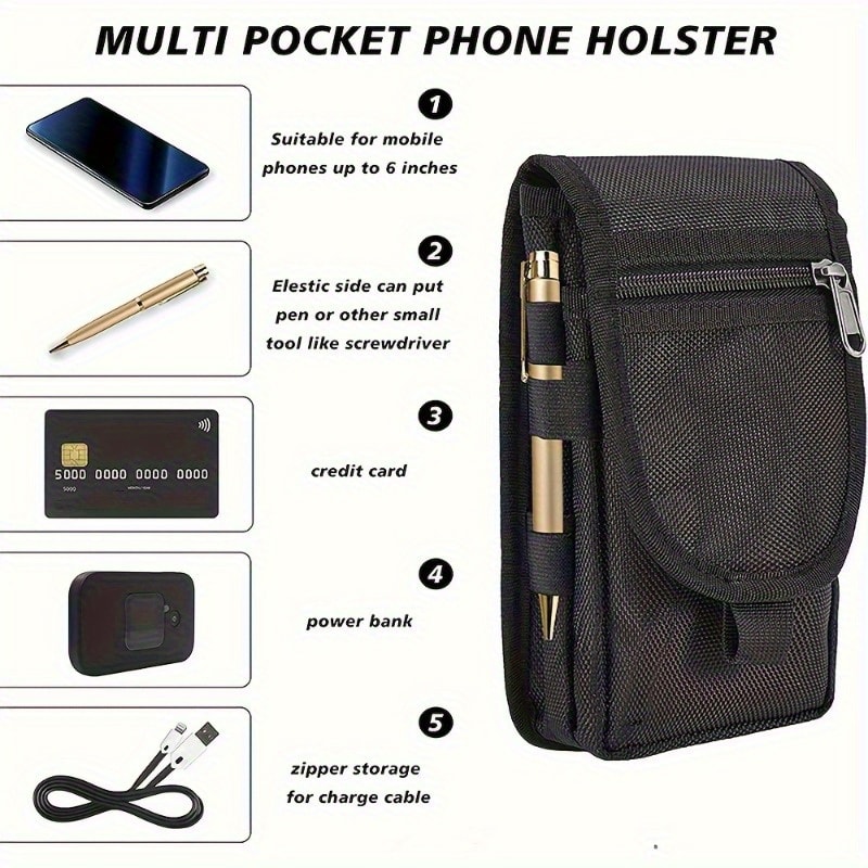 MultiFunctional Phone Belt Pouch Oxford Fabric Mens Outdoor Phone Holster Case 2