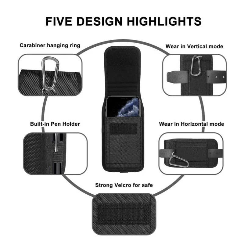 Tactical Phone Pouch Belt Holster Nylon Outdoor Waist Case With Card Holder 3