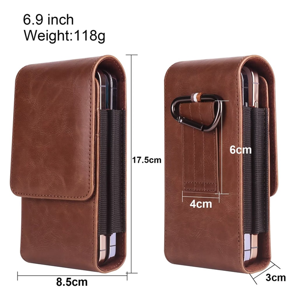 Vertical Dual Pouch Cell Phone Belt Pouch Durable Smartphone Waist Holder Case 5