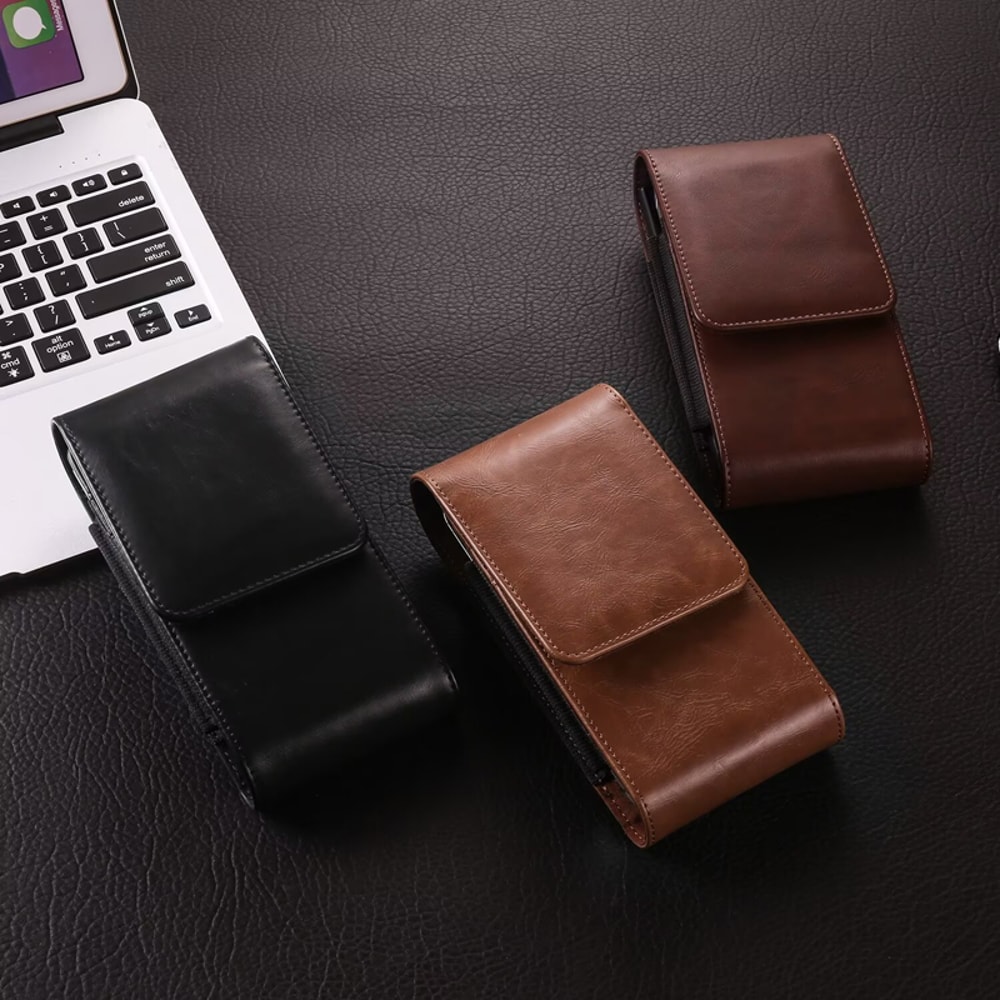 Vertical Dual Pouch Cell Phone Belt Pouch Durable Smartphone Waist Holder Case 4