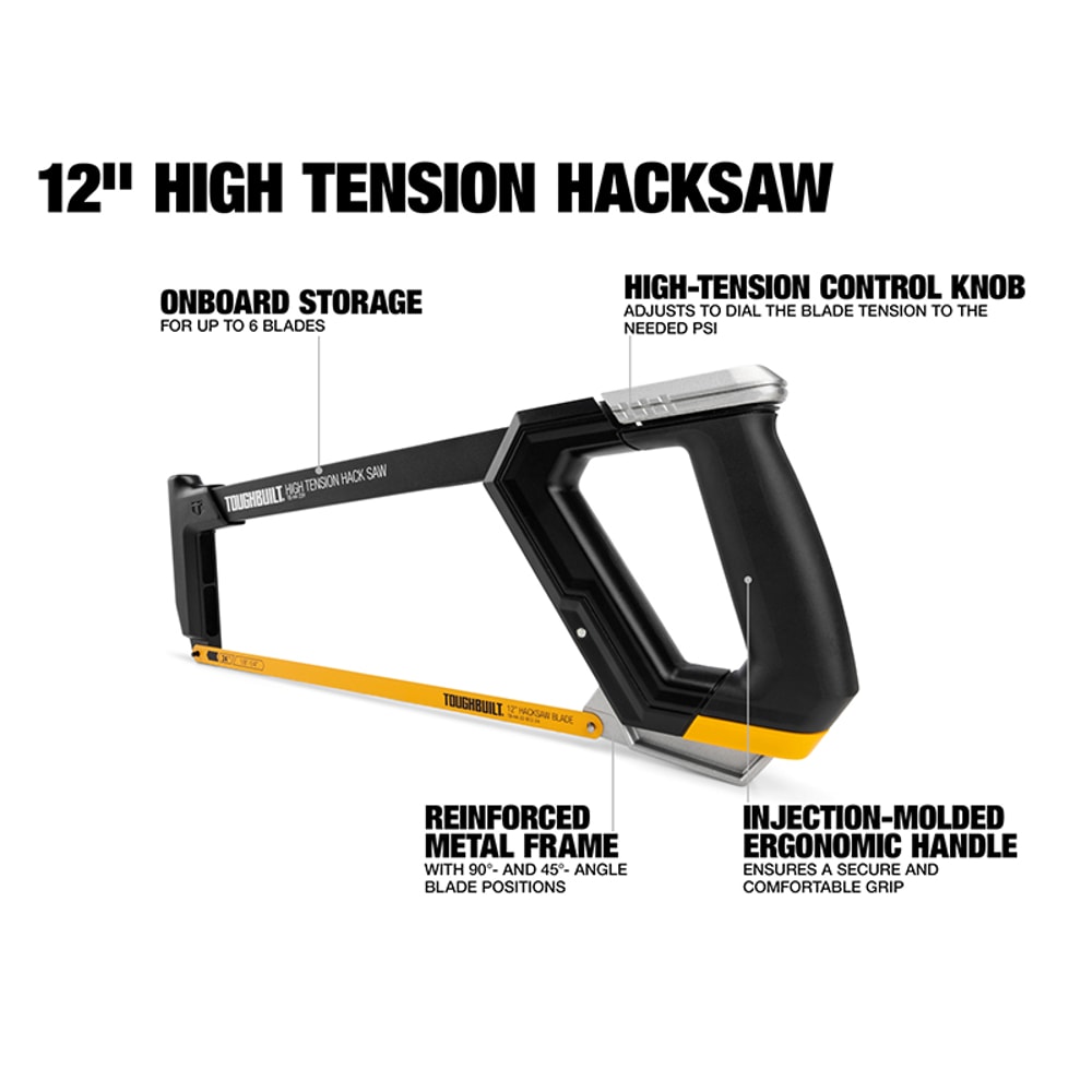 High Tension Hacksaw Hand Tool With Adjustable Angle And Blade Storage 4