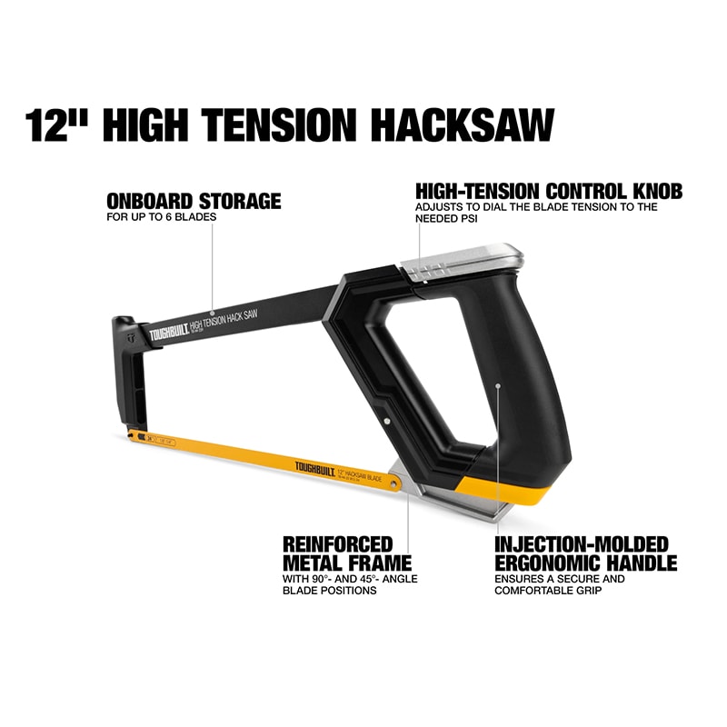 High Tension Hacksaw Hand Tool With Adjustable Angle And Blade Storage 4