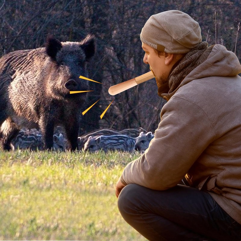 Wild Boar Call Whistle Wooden Hog Hunting Call For Realistic Game Attraction 3