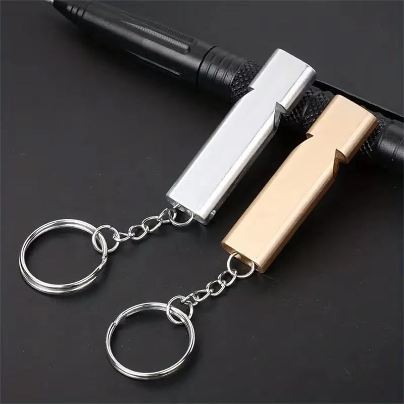 Dual Tube Emergency Survival Whistle Loud Aluminum Alloy Survival Whistle For Outdoor Safety Rescu 0