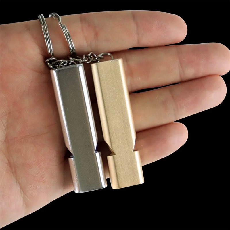 Dual Tube Emergency Survival Whistle Loud Aluminum Alloy Survival Whistle For Outdoor Safety Rescu 1