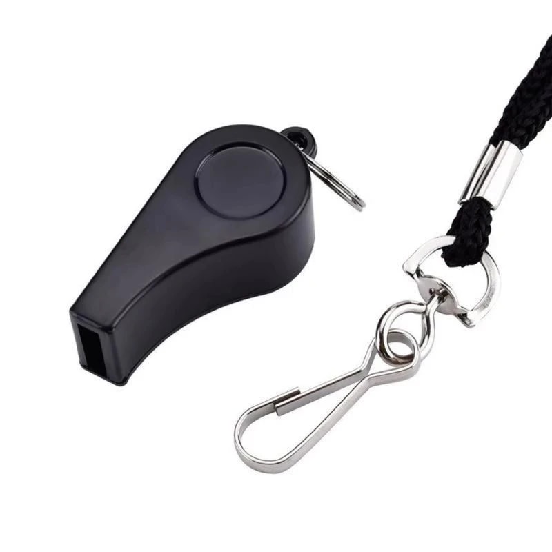 Pro Black Referee Whistle with Lanyard Loud Sports Safety Whistle for Coaches and Outdoor Use