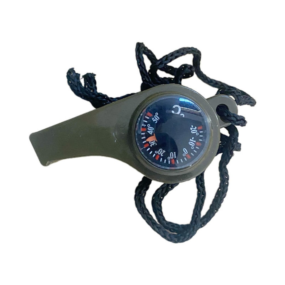 Outdoor Survival Tool With Compass Whistle Carabiner For Hiking Safety 2