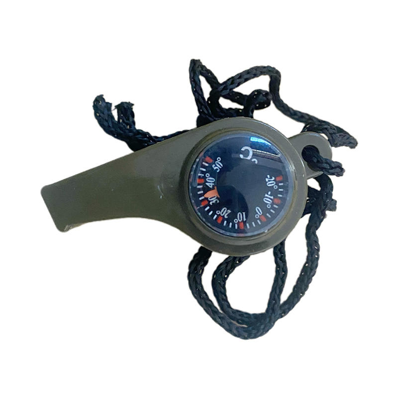 Outdoor Survival Tool With Compass Whistle Carabiner For Hiking Safety 2