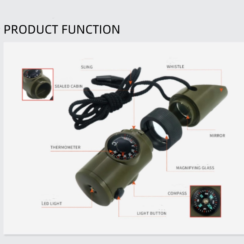 Emergency Survival Whistle With Compass Thermometer For Outdoor Adventures 3