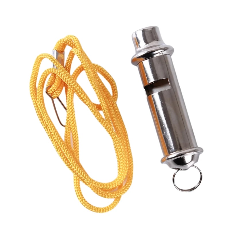 High Frequency Stainless Steel Whistle for Emergency, Pet Training & Referees with Lanyard