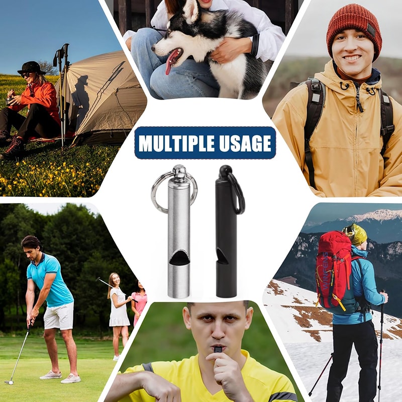Stainless Steel Emergency Whistle Keychain Ultralight Survival Hiking Essential 2