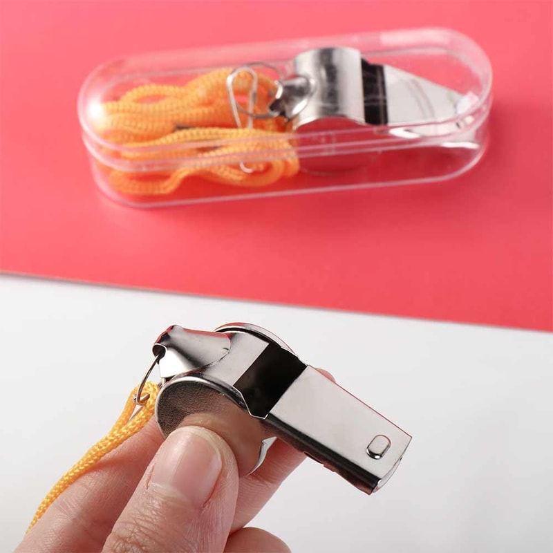 Loud Metal Whistle With Rope Professional Referee Whistle Compact Portable Stainless Steel Design 3