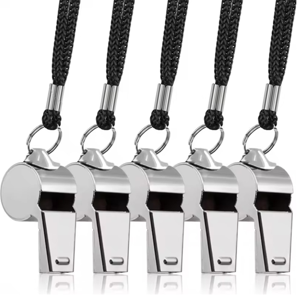 Stainless Steel Referee Whistle for Sports & Training Durable Metal Rope for Soccer, Football & Basketball