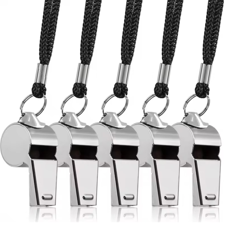 Stainless Steel Referee Whistle for Sports & Training Durable Metal Rope for Soccer, Football & Basketball