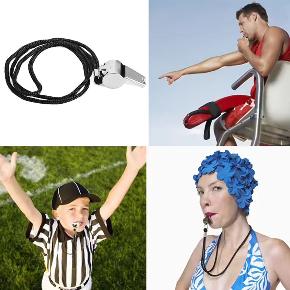 Stainless Steel Referee Whistle for Sports & Training Durable Metal Rope for Soccer, Football & Basketball