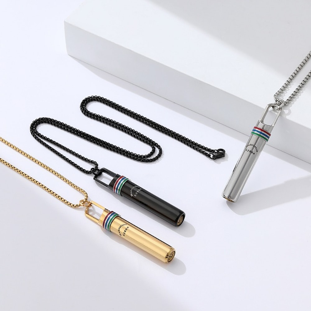 Mindful Breathing Necklace Stainless Steel Anxiety Relief Meditation Whistle Pendant 1